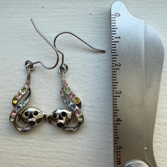 Silver Earrings with Multicolor Gemstones - Picture 2 of 3